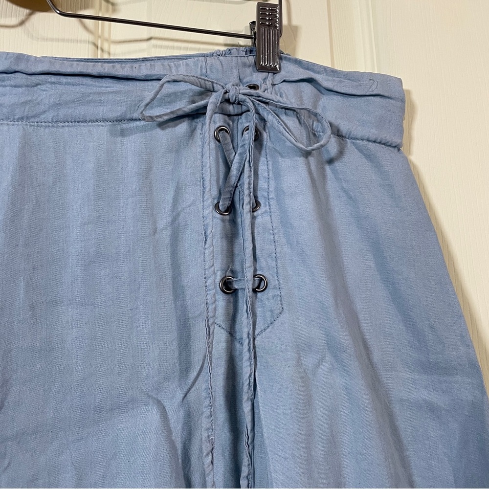 torrid Skirt Plus Size 22 Lace Up Mini Light Blue Chambray Denim Color Stretchy - Picture 6 of 15